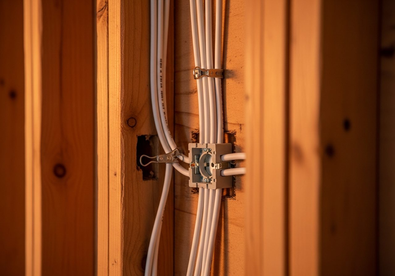 Full renovation rewire at rough-in stage